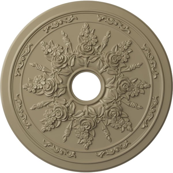 Ekena Millwork Rose and Ribbon Ceiling Medallion (Fits Canopies up to 4"), 23 5/8"OD x 4"ID x 1 1/2"P, Gobi Desert CM23ROGDF - main
